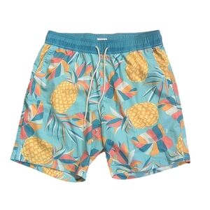 Blue Crown Swim Trunks Tropical Print Small